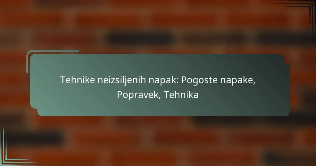 Tehnike neizsiljenih napak: Pogoste napake, Popravek, Tehnika
